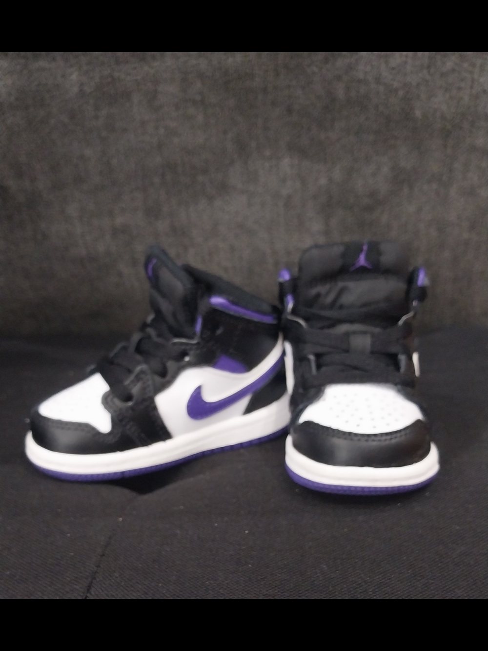 Nike Air Jordan 1 Toddler Sneakers - White, Black & Purple 4c